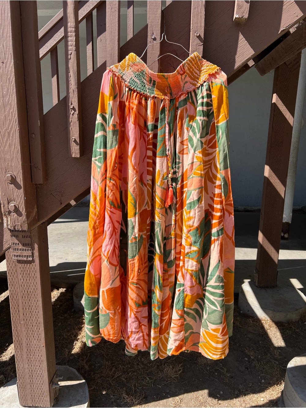 Tropical Print Circle Skirt in Orange, Pink & Green - Picture 6 of 7